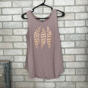 Mauve and rose gold leaves tank